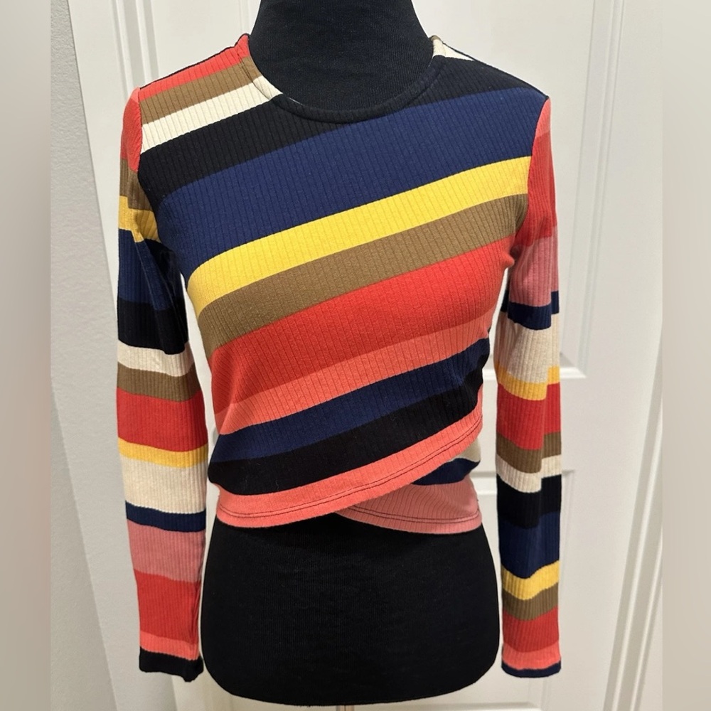 ✨plenty by Tracy Reese Y2k Vintage Striped Ribbed Cropped Top✨